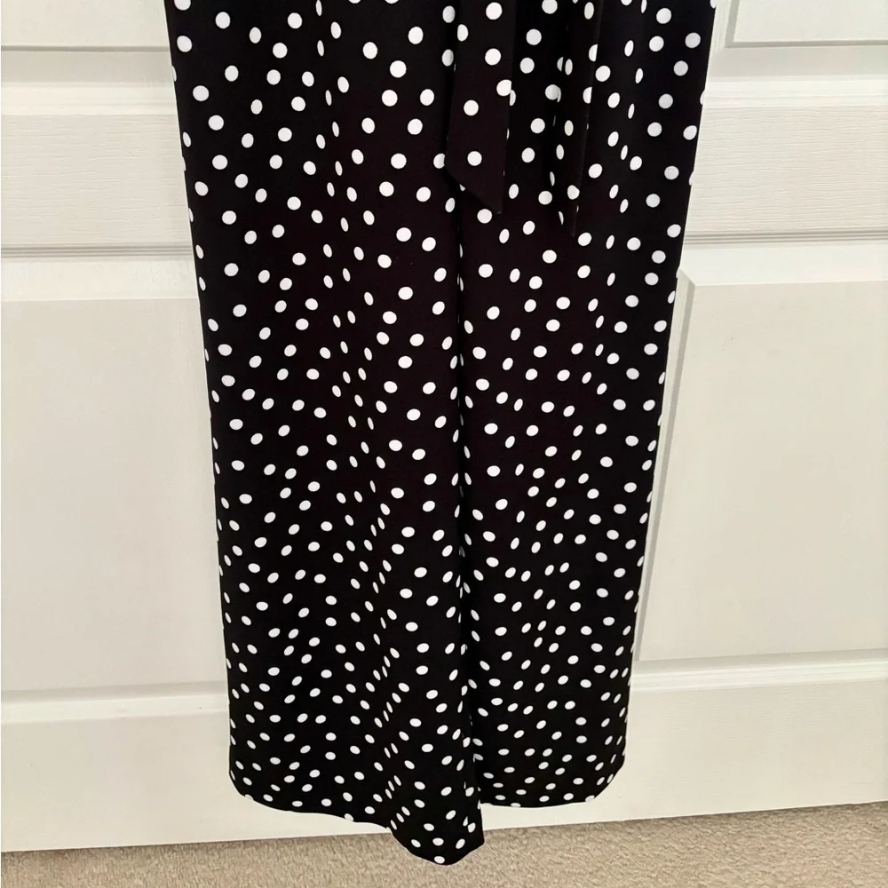 Calvin Klein Black Polka Dot Jumpsuit | Size 4 | Belted, Back Zip, Short Sleeve